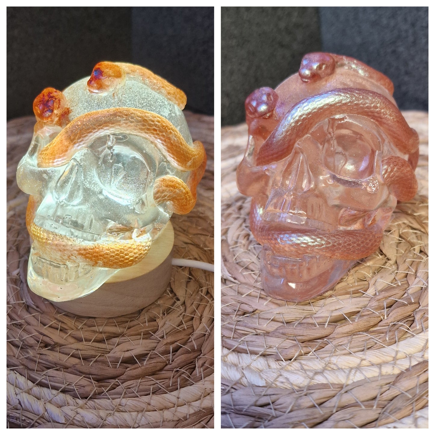 crâne et serpent lumineux