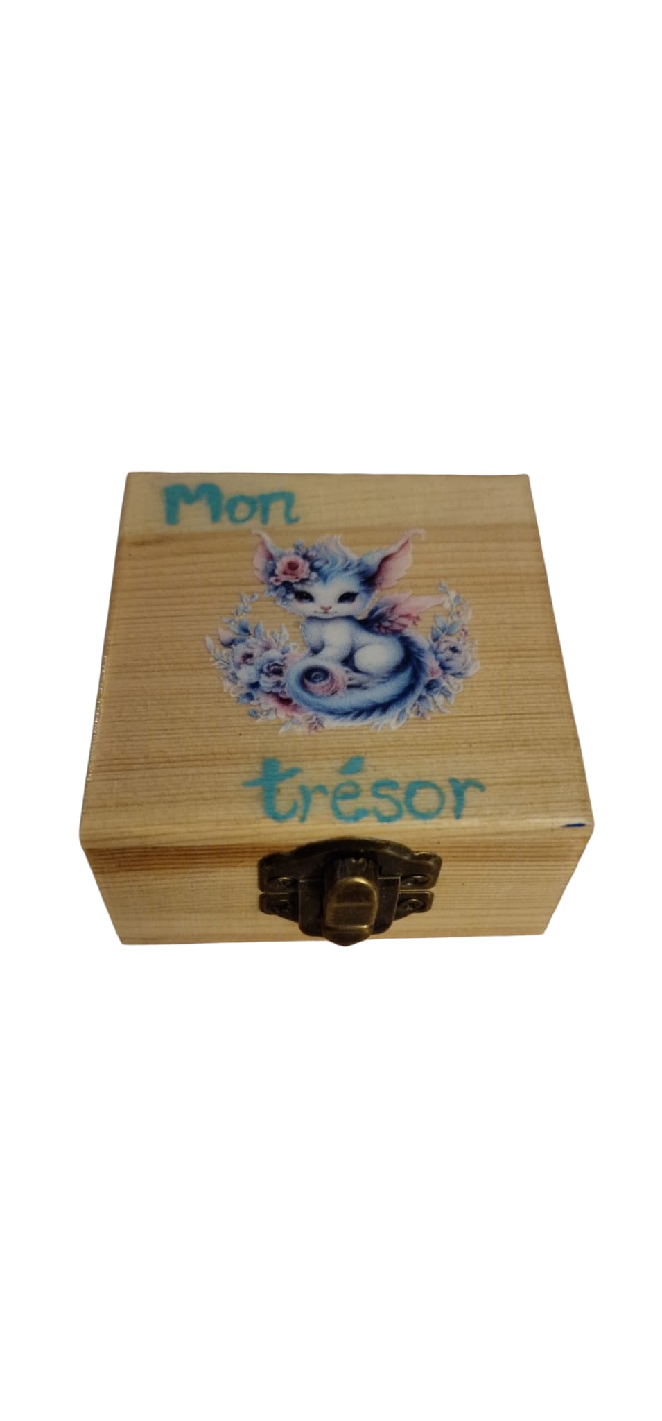 Boîte en bois « Mon Trésor » – Chaton Féérique