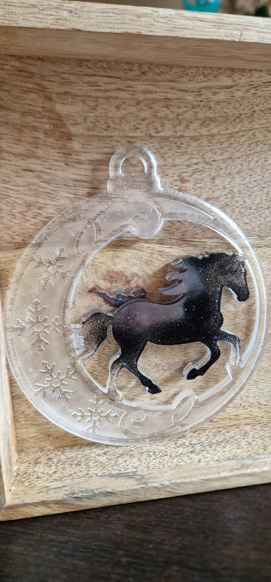 boule de noel intérieur cheval