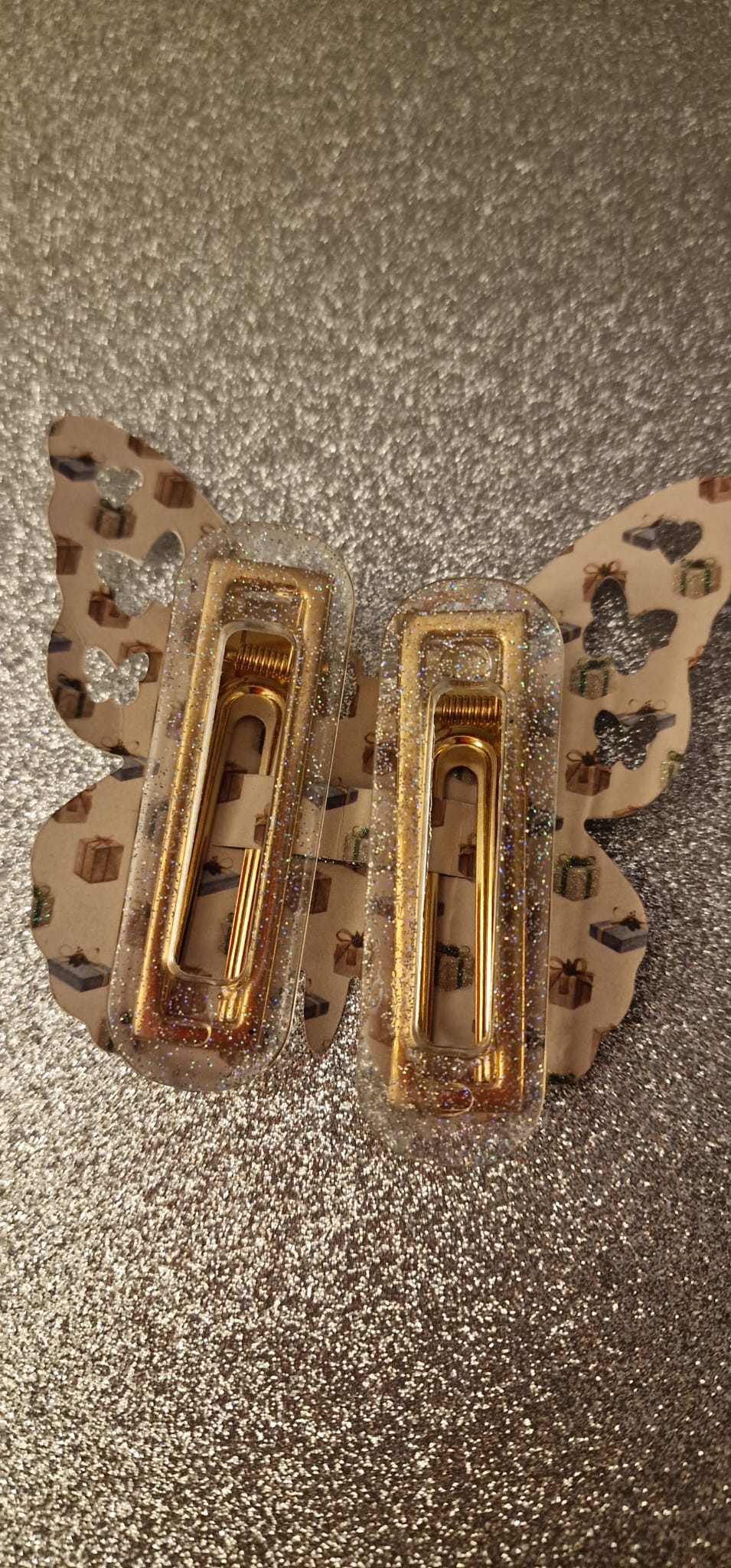 Duo de pinces à cheveux – Transparent pailleté holographique