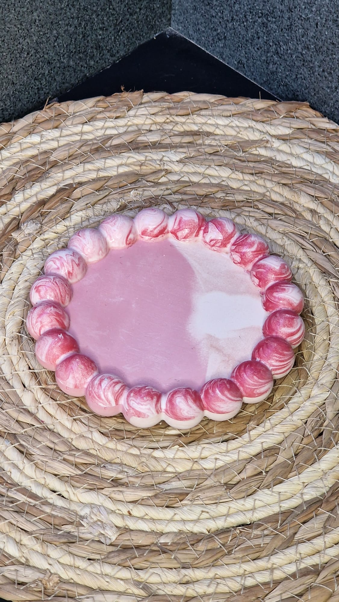 Vide-poche artisanal rose marbré