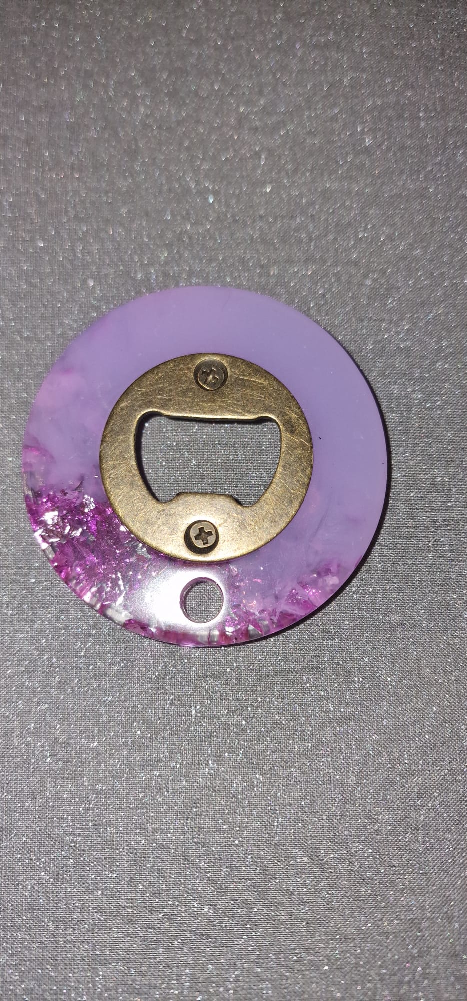 Décapsuleur artisanal rond – Violet améthyste marbré