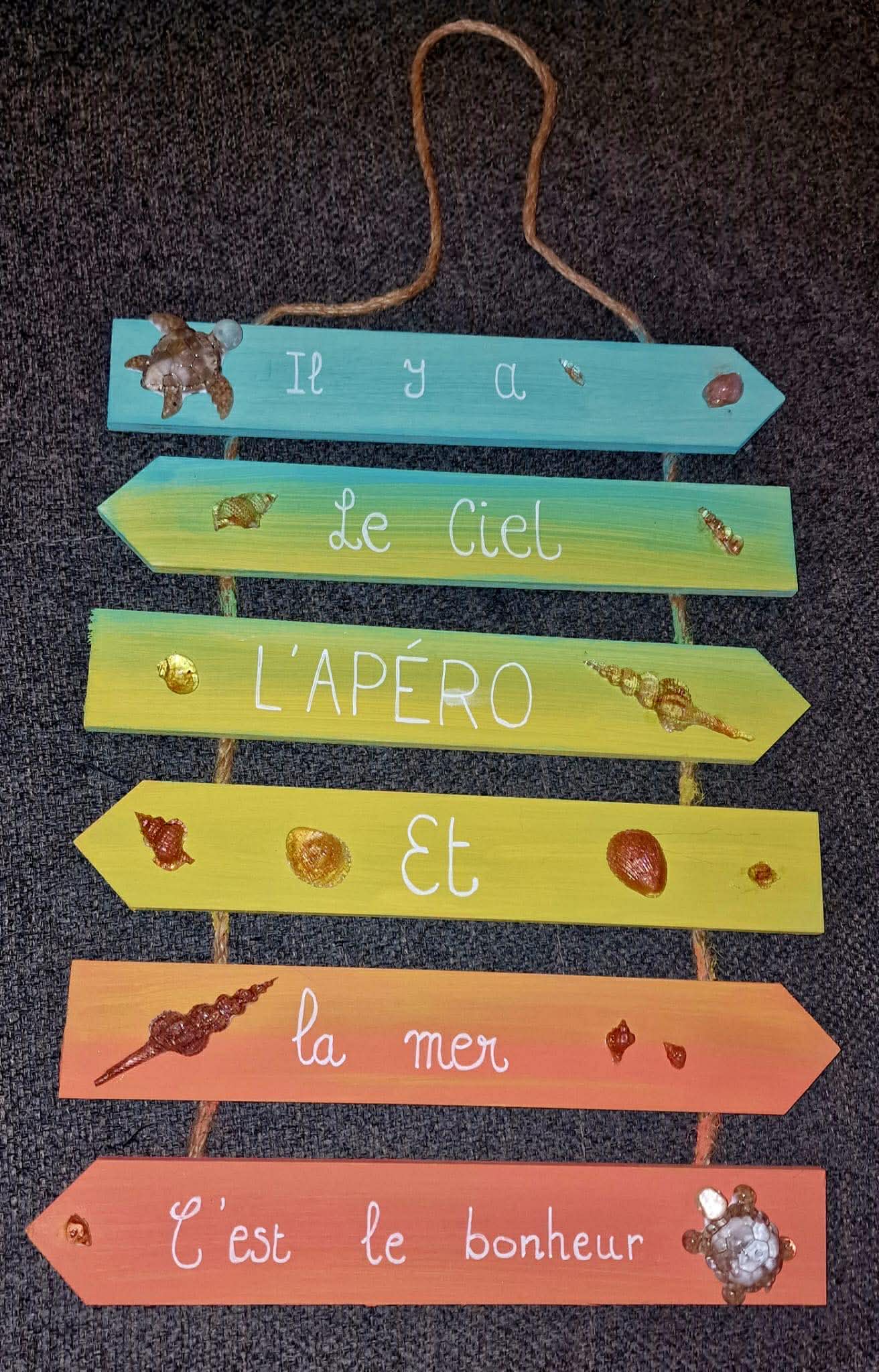 Panneau décoratif “Il y a le ciel, l’apéro et la mer”