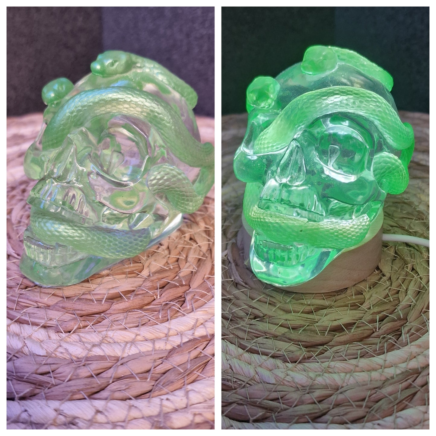 crâne et serpent lumineux
