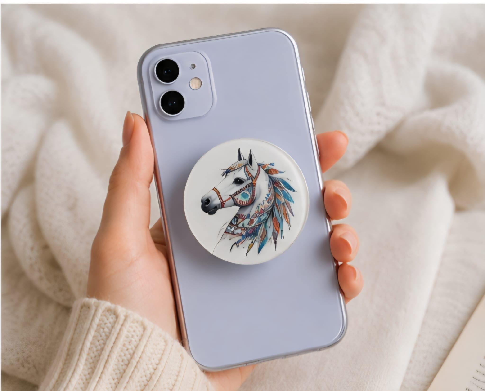 Phone Grip Cheval Bohème – Support de Téléphone Artisanal